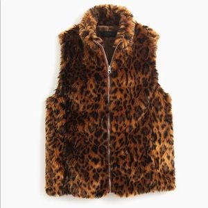 J.Crew Faux Fur Leopard Vest